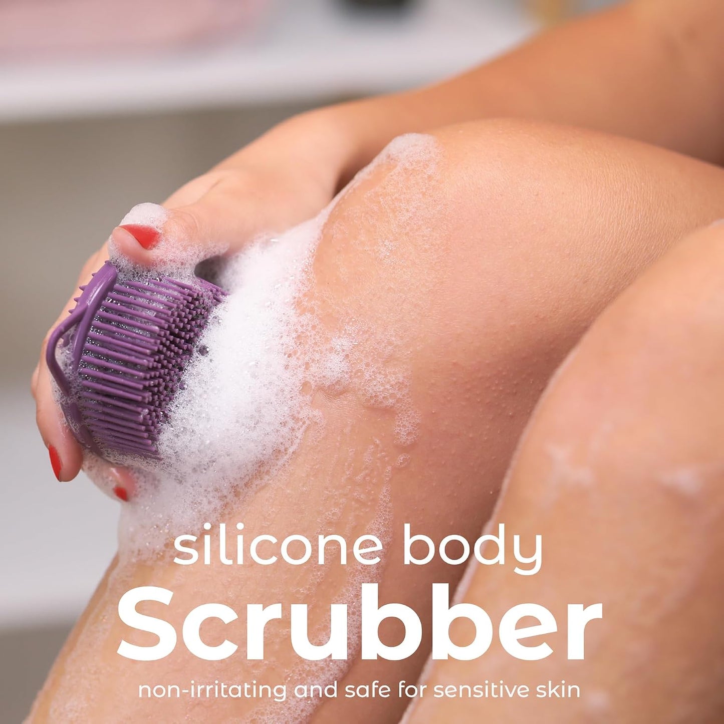 MainBasics Silicone Body Scrubber, Pink, Exfoliate | Dual-Sided, Shower Exfoliator, For Men & Women, Loofah Alternative