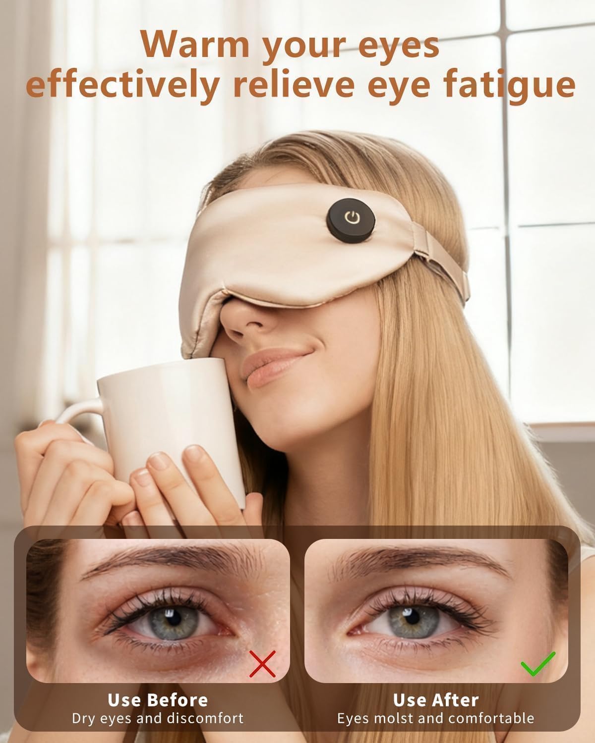 Heated Eye Mask for Dry Eyes, Cordless Sleep Mask with Warm Compress
