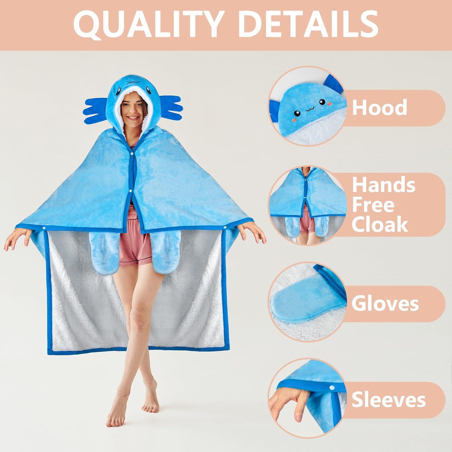 Penguin Wearable Hooded Blanket for Adults – Super Soft Warm Cozy Plush Flannel Fleece & Sherpa Hoodie Throw Cloak Wrap - Penguin Gifts for Women Adults Girls and Kids