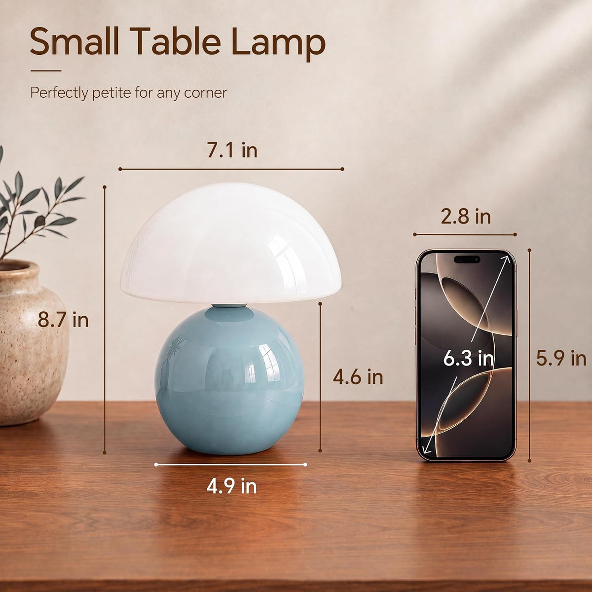 Dawnwake Mushroom Lamp Table Lamp for Bedroom-Small Desk Table Lamps,White