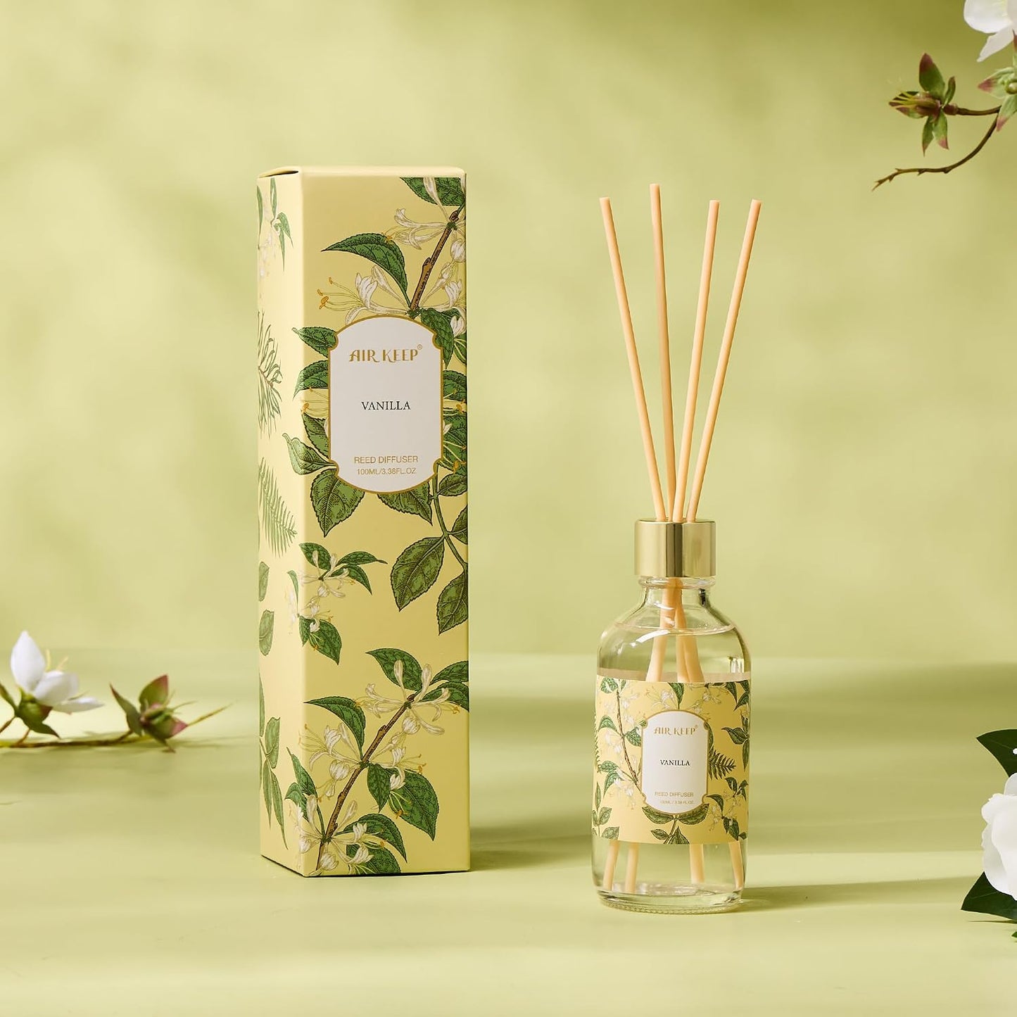 Airkeep Reed Diffuser Oil Set with Reed Sticks,Citrus Aromatherapy Oil Scent Diffuser for Home Office Bathroom Decoration Perfume and Gifts 3.38oz/100ml