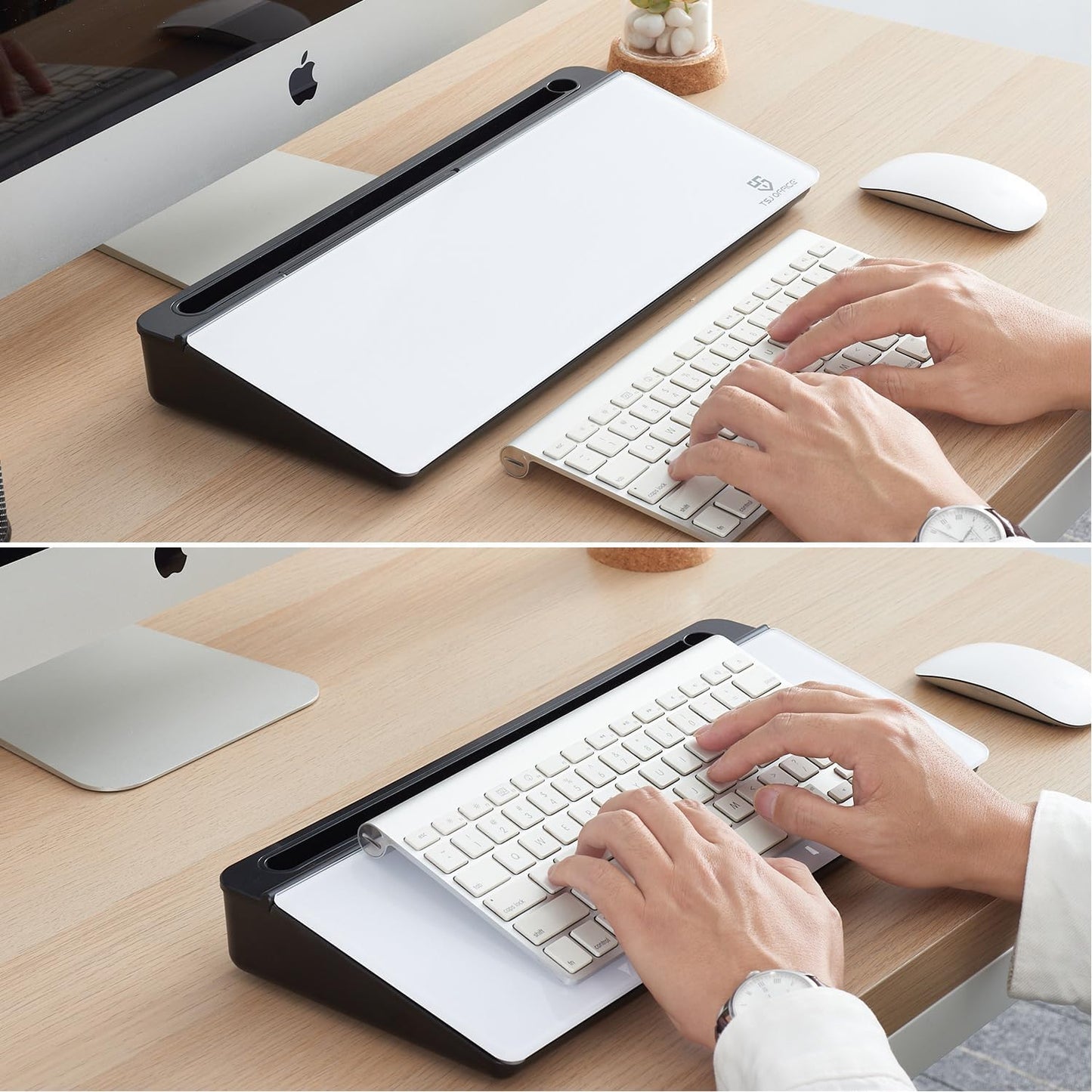 TSJ OFFICE Whiteboard Weekly Dry-Erase-Board - Desktop White Board Calendar Desk Organizers with Accessories Computer Keyboard Stand with Drawer, for Office, Home, School Supplies - White Calendar