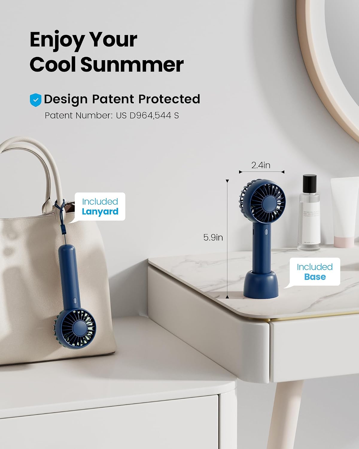 Gaiatop Mini Portable Fan, Small Personal Handheld Fan,Rechargeable