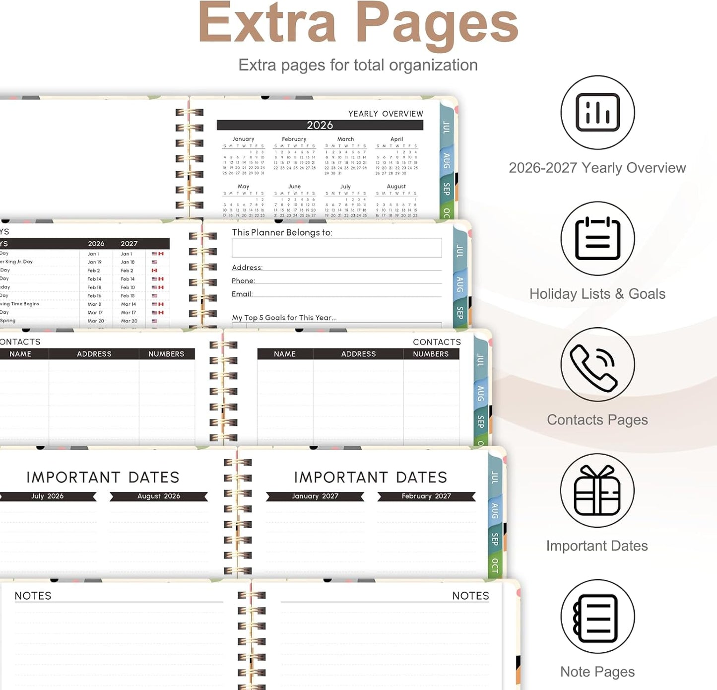 Planner 2026-2027, Weekly and Monthly Calendar Planner, JUL 2026 - JUN 2027 | Academic Year, Daily Agenda Book, A5(6.3'' x 8.5''), Sprial Bound, Inner Pocket, Office School Use