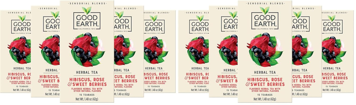 Good Earth Sensorial Blend Flavored Herbal Tea Ginger, Turmeric and Lemon, No Artificial Color, No Preservatives, 15 Bag (Pack of 5)