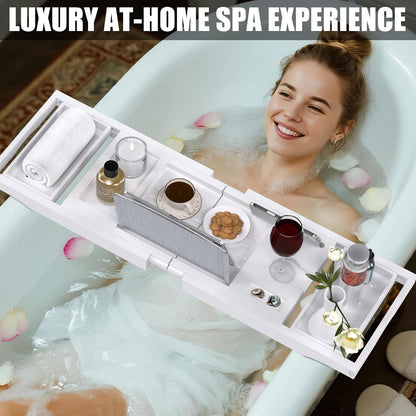 Expandable Bamboo Bathtub Caddy Tray for Luxury Bath