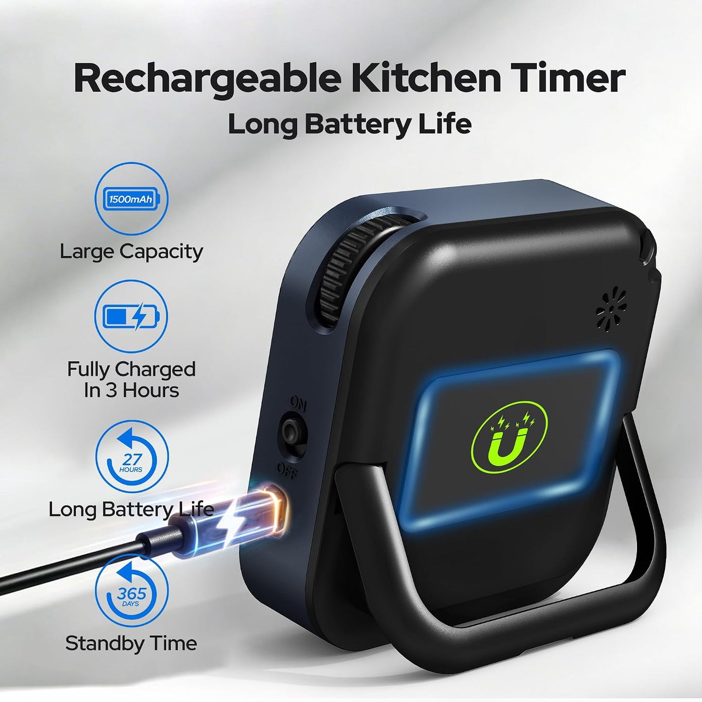 Visual Timer for Kids with Color Display Kitchen Timer 1500mAh Battery