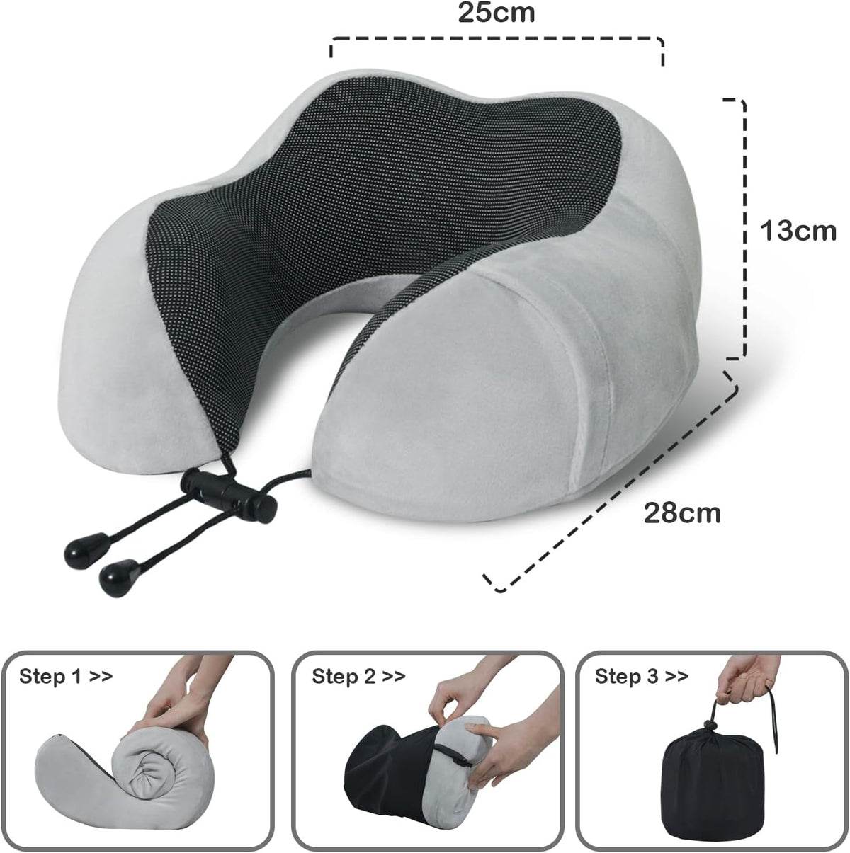 Travel Pillow, Memory Foam Neck Pillow for Traveling, U Shape Neck Pillow Airplane Portable Flight Pillow Travel Kit with 5D Contoured Eye Masks and Earplug for Plane Train Car Home Office