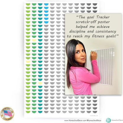 Goal Tracker Calendar Chart with reward days - Self growth wall art - Scratch Off Calendar with Hidden Motivations - Lose weight poster Scratch Off - Goals poster Goal - Planner Mindset new year gift