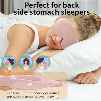 NEWVANGA Sleep Mask for Back and Side Sleeper, Block Out Light, Luxury Sleeping Eye Mask of 3D Night Blindfold, Zero Pressure Breathable Travel Eye Cover Black