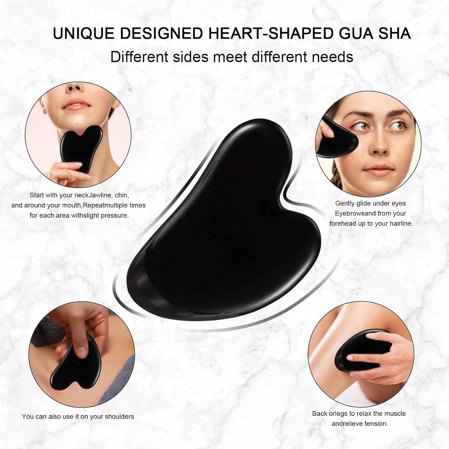 Jade Roller for Face, Facial Roller Massager Skin Care Tool, Gua Sha Facial Tools for Face, Neck, Eyes, Reduce Puffiness of The Skin - White
