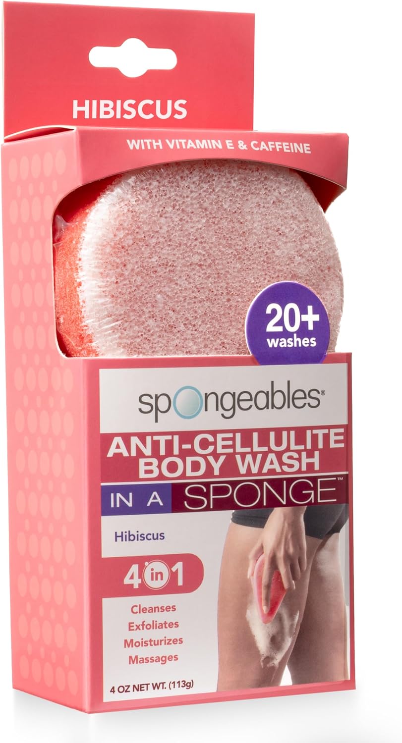 Spongeables Anti Cellulite Body Wash in a 20+ Wash Sponge, Citrus, 3 Count
