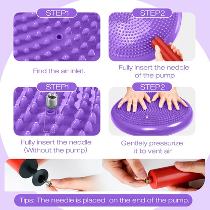 Amylove 6 Pcs Wiggle Seat Inflated Wobble Cushion for Sensory Kid 13 Inch Balance Disc Kids Flexible Seating Exercise Sensory Pad Chair Cushion for Classroom Office School (Bright)