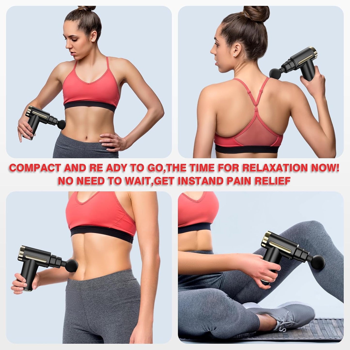 cotsoco Massage Gun Deep Tissue for Pain Relief with 4 Massage Heads & 6 Speeds, Electric Mini Handheld Body Massager for Any Pain Relief, Best Gifts for Men and Mom