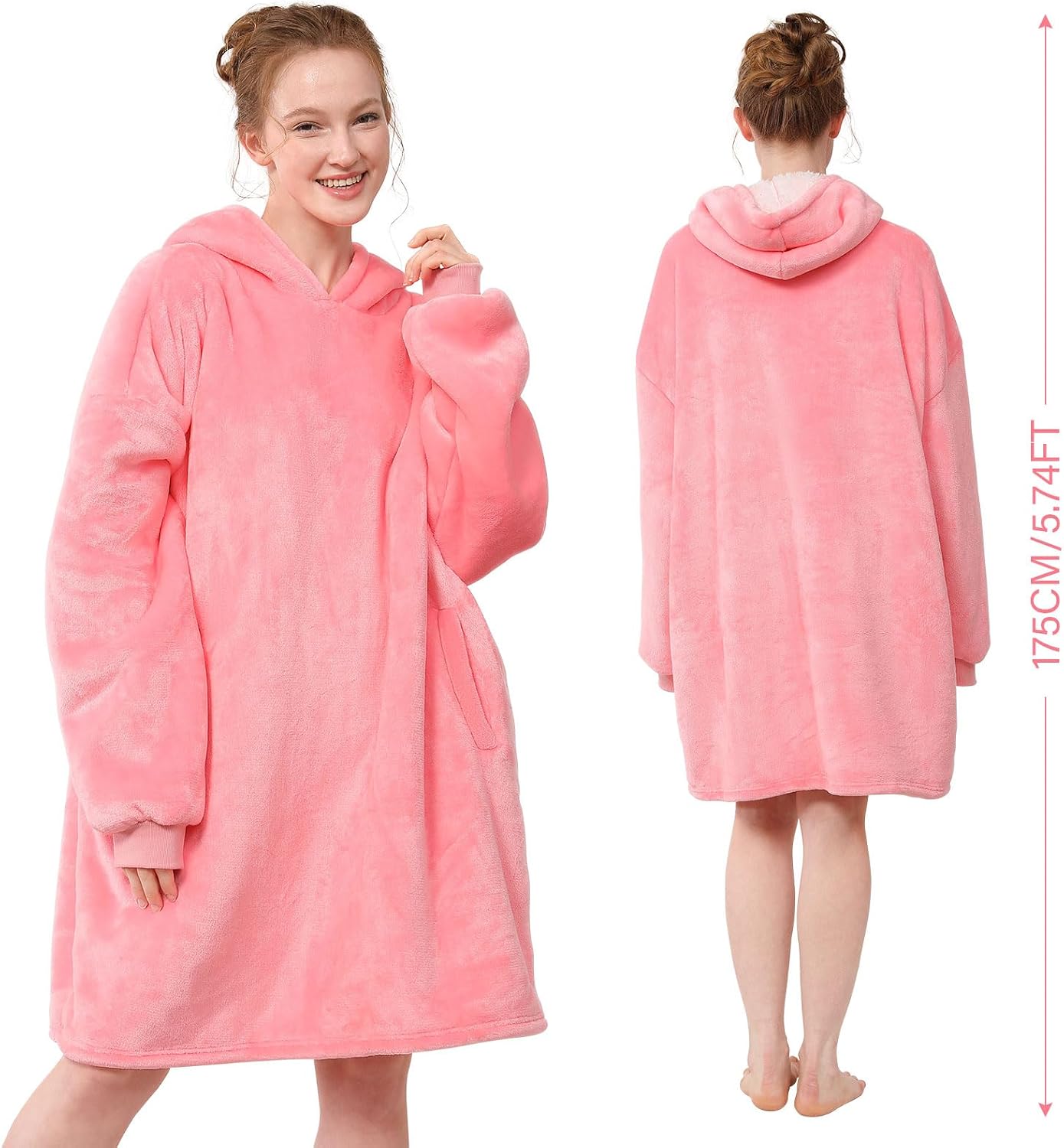 LetsFunny Blanket Hoodie,Oversized Wearable Sherpa Fleece Blanket Sweatshirt,Super Soft Warm Cozy with Giant Pocket,Gifts for Women Men Adults Teenagers, One Size Fits All