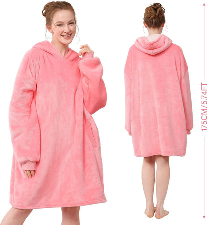 LetsFunny Blanket Hoodie,Oversized Wearable Sherpa Fleece Blanket Sweatshirt,Super Soft Warm Cozy with Giant Pocket,Gifts for Women Men Adults Teenagers, One Size Fits All