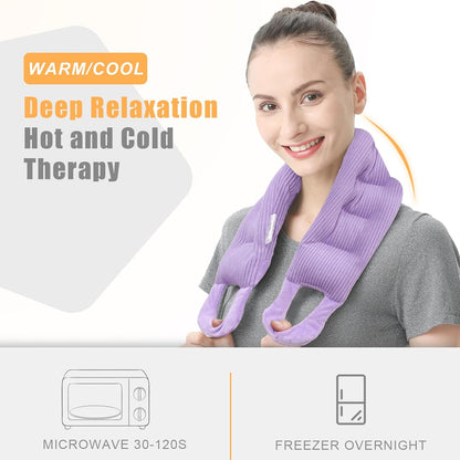 UNCN Long Wide Heating Pad for Neck and Shoulders Back 33x5.9 Microwavable Large Moist Heat Pack Warm Hot Compress Neck Wrap Weighted Bag Massage Reusable Herbal Nature Calming Portable 1.95Pounds