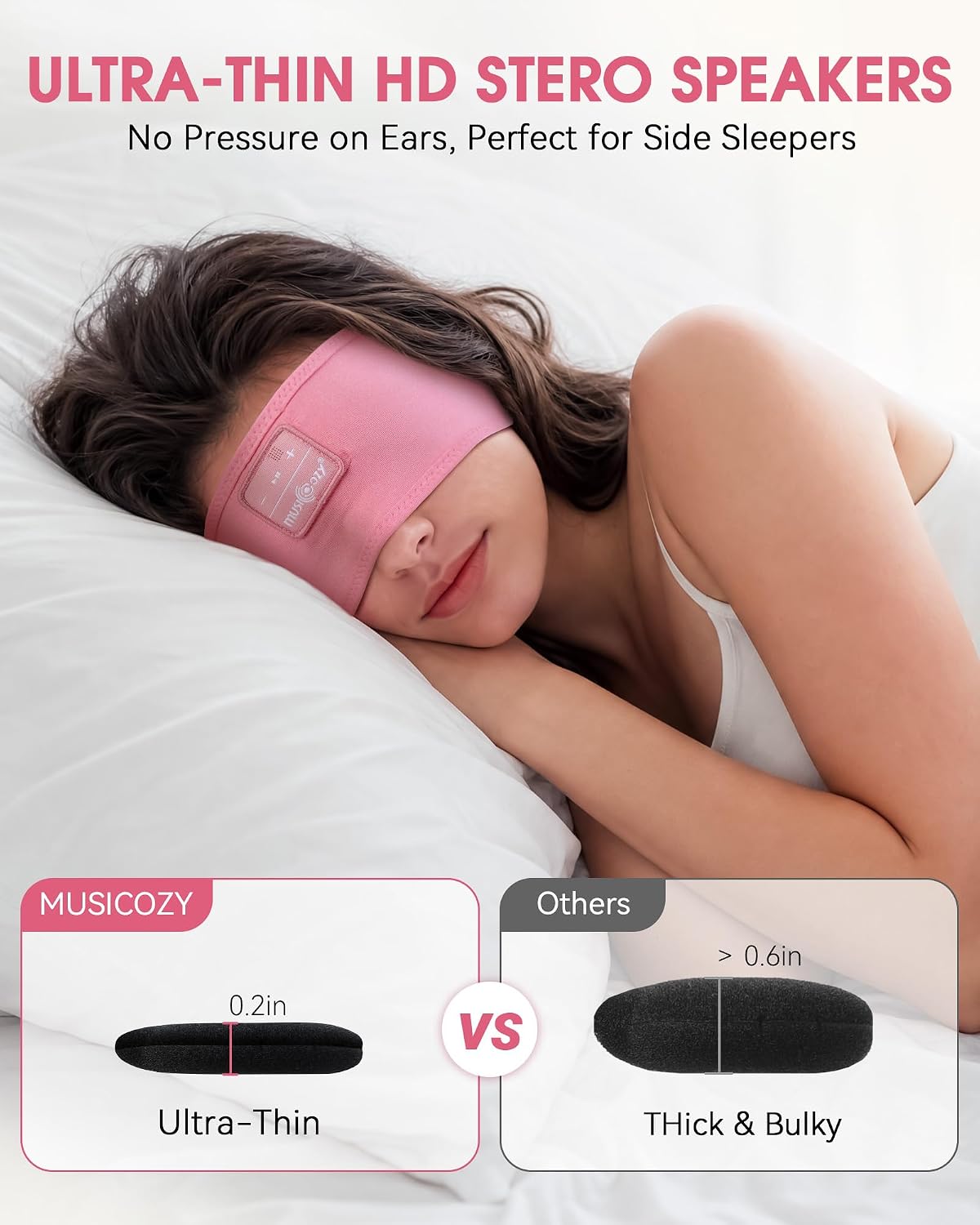 MUSICOZY Sleep Headphones Bluetooth 5.4 Headband, Sports Wireless Earphones Sweat Resistant Earbuds Sleeping Headphone with Ultra-Thin HD Stereo Speaker for Workout Running Cool Gadgets Unique Gifts