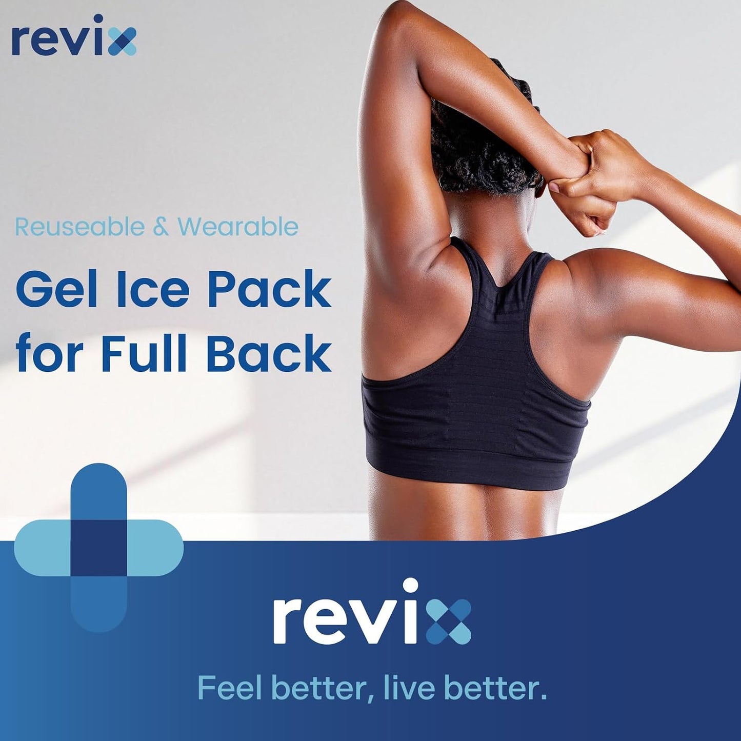 REVIX XXL Full Back Ice Pack Wrap, Reusable Gel Cold Compress for Upper and Lower Back, Long-Lasting Flexible Ice Pack for Muscle Fatigue, Soreness, and Post-Workout Recovery