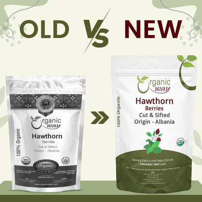 Organic Way Hawthorn Berries Cut & Sifted - Herbal Tea (8 Oz)
