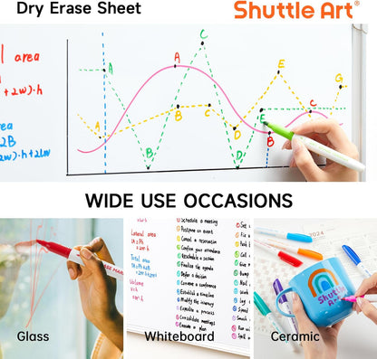 Shuttle Art Magnetic Whiteboard Markers, 20 Pieces Fine Tip and Eraser, Dry Erase Whiteboard Markers, for Writing on Whiteboards, Weekly Planner, Glass for School Office Home