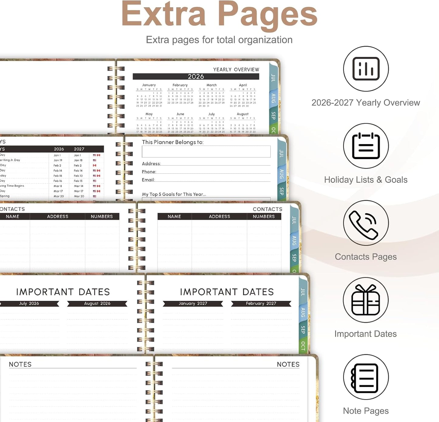 Planner 2026-2027, Weekly and Monthly Calendar Planner, JUL 2026 - JUN 2027 | A5(6.3'' x 8.5''), Hardcover, Agenda Book, Sprial Bound, Inner Pocket, Office and School Use