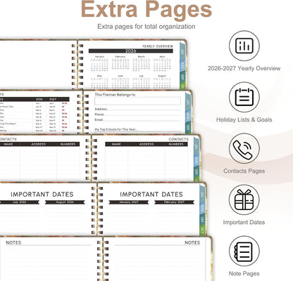 Planner 2026-2027, Weekly and Monthly Calendar Planner, JUL 2026 - JUN 2027 | A5(6.3'' x 8.5''), Hardcover, Agenda Book, Sprial Bound, Inner Pocket, Office and School Use