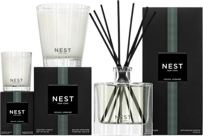 NEST New York Reed Diffuser, Bamboo - 5.9 fl oz - Fragrance for Up to 90 Days - Reusable, Refillable Glass Holder - Includes 8 All-Natural Reed Sticks - Flame Free