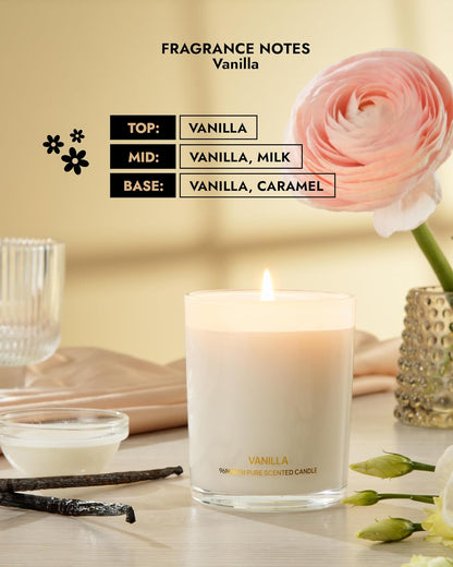 96NORTH Luxury Vanilla Soy Candles | Large 3 Wick Jar Candle | Up to 50 Hours Burning Time | 100% Natural Soy Wax | Relaxing Aromatherapy Aesthetic Candle | Housewarming Gift for Men and Women