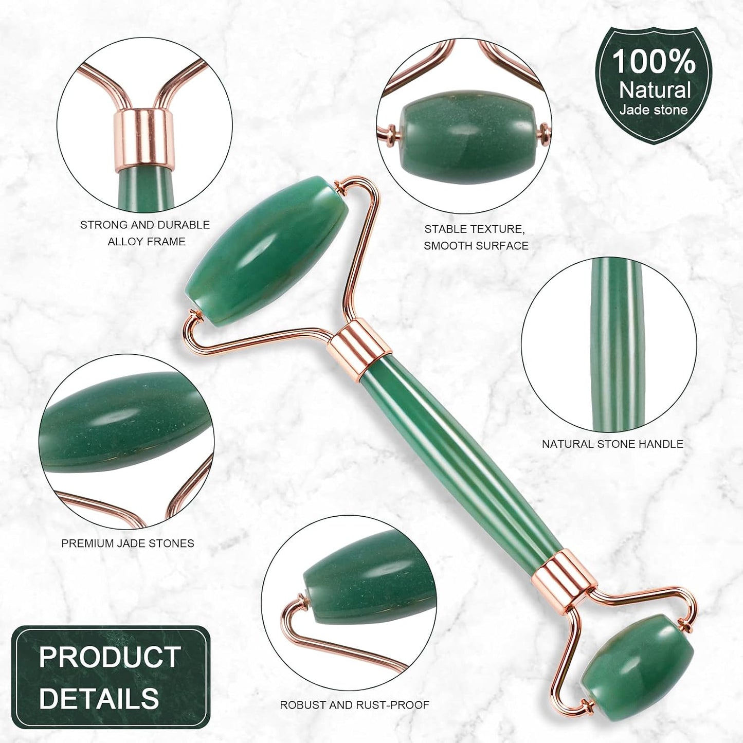 Jade Roller for Face, Facial Roller Massager Skin Care Tool, Gua Sha Facial Tools for Face, Neck, Eyes, Reduce Puffiness of The Skin - White