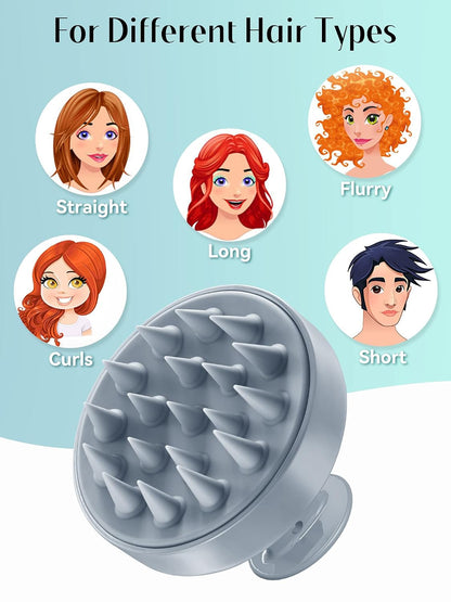 HEETA Scalp Massager Hair Growth, Soft Silicone Scalp Scrubber Shampoo Brush for Exfoliation, Dandruff Removal Head Massage Stress Relax, Wet & Dry Use for Thick Thin Curly Hair Care, Black