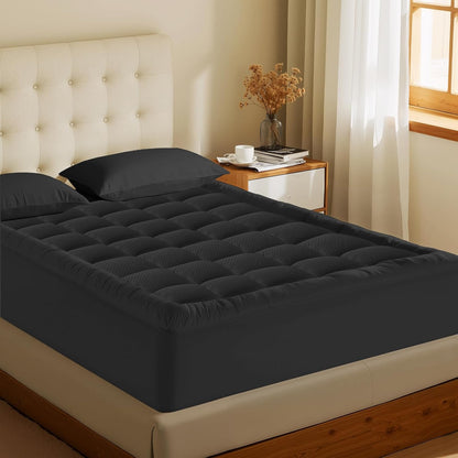 MATBEBY Queen Size Mattress Pad - Cooling Breathable Mattress Topper, Quilted Fitted Mattress Protector, Pillow Top Mattress Cover with 8-21" Deep Pocket, Soft, Machine Washable, White, 60x80 Inches