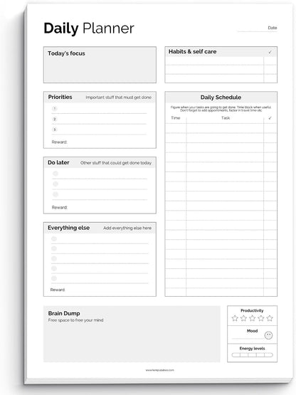 ADHD Daily Planner Notepad for Neurodivergent Adults - Productivity Daily Planner Desk Pad & Task Management to Stay Organized and Focused Note Pad (Rainbow, A4 Portrait)