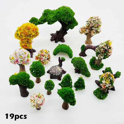 Cayway 26 PCS Outdoor Fairy Garden Miniatures Mini Zen Garden Accessories, Artificial Grass, Model Trees, Terrarium Ornaments, Dollhouse Supplies, Bonsai Decorative Craft Tools Kit