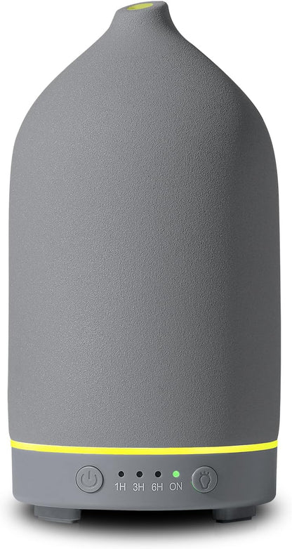 Gooamp 200ML Ceramic Essential Oil Diffuser for Home - Ultrasonic Aromatherapy Diffuser Humidifier with 7 Color LED Lights, Auto Shut-Off, 3 Timers for Bedroom, Office, Yoga, Black