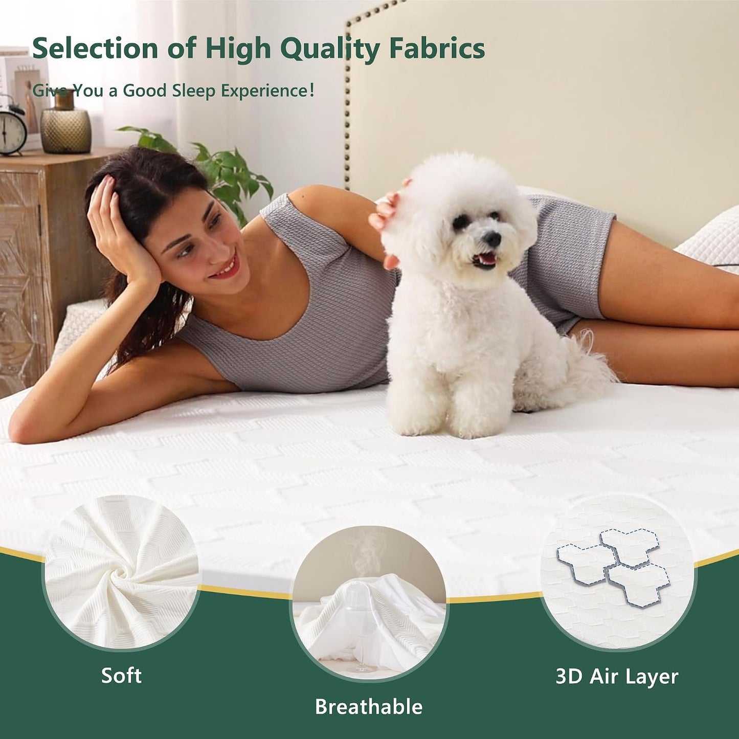 Queen Mattress Protector Waterproof 3D Air Fabric Mattress Pad Cover