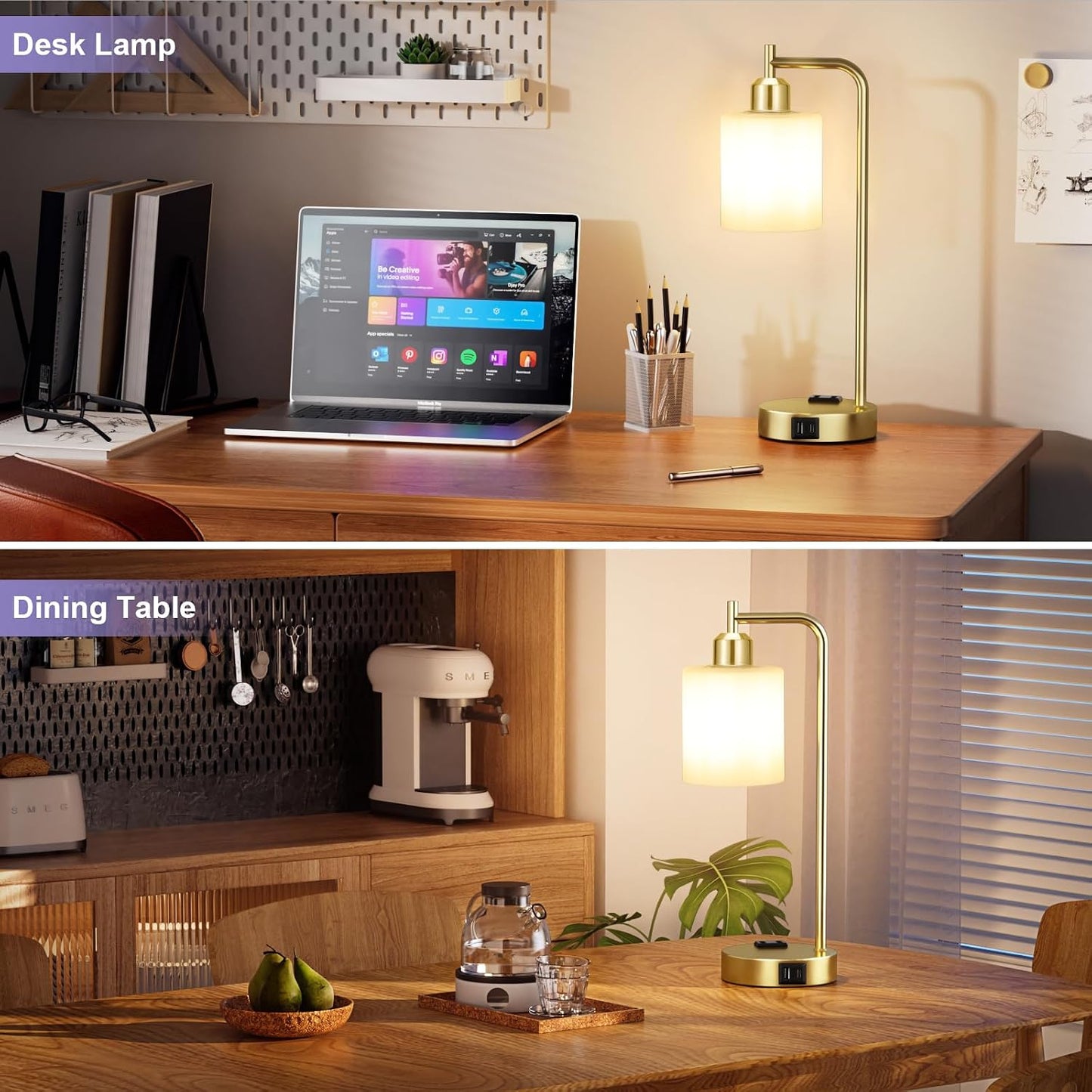Industrial Touch Lamps for Nightstand Set of 2, 3-Way Dimmable Bedside Lamp