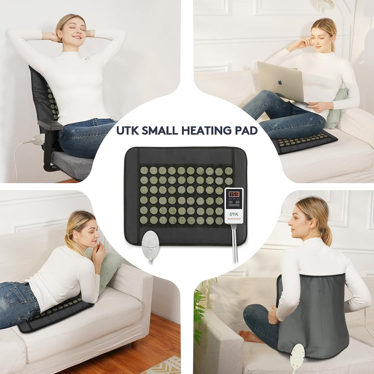 UTK Far Infrared Heating Pad for Back Pain, Small 19x15 in, 60 Pure Jade
