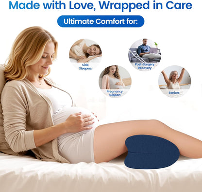 Knee Pillow for Side Sleepers, High-Density Memory Foam Leg Pillow for Side Sleeping, Heart-Shaped Design for Knees, Hips & Spinal Alignment, Grey