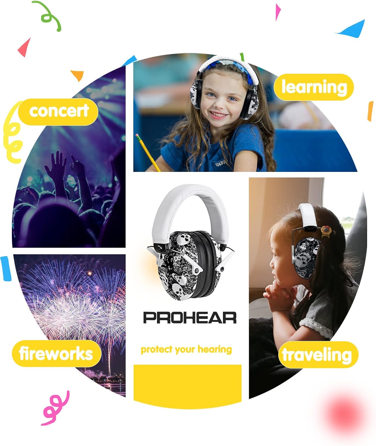 PROHEAR 032 Kids Ear Protection – Ear Muffs for Noise Reduction, 25NRR Noise Cancelling Headphones for Kids,Toddlers, Autism, Sensory Use, Hearing Protection – Orange