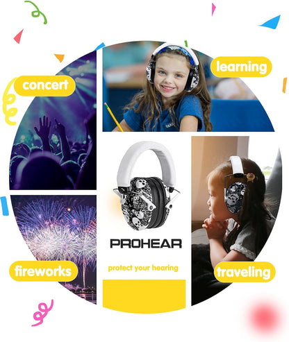 PROHEAR 032 Kids Ear Protection – Ear Muffs for Noise Reduction, 25NRR Noise Cancelling Headphones for Kids,Toddlers, Autism, Sensory Use, Hearing Protection – Orange