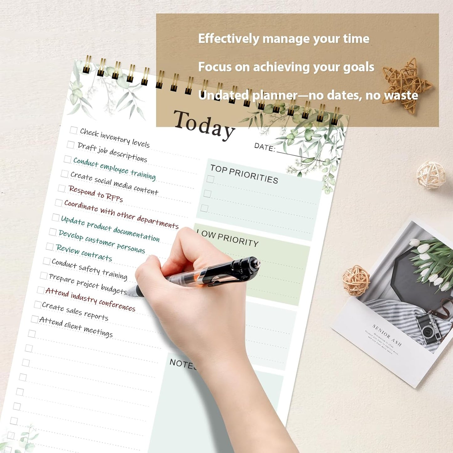 Weekly To Do List Notepad, Undated Planner with 52 Sheets (8.5''x11'') | Desk Accessories and Supplies, Women & Man, Home School & Work