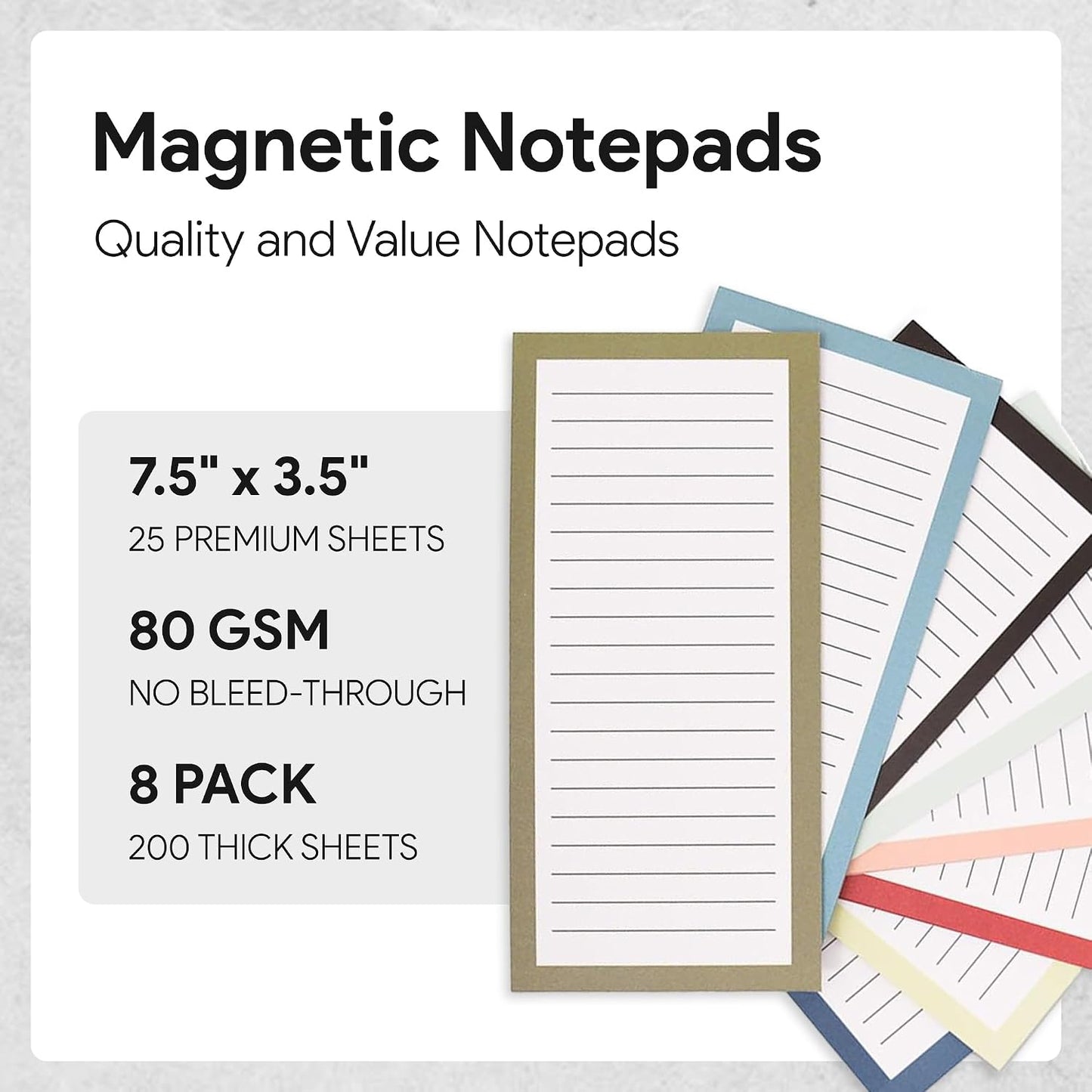 8 Magnetic Notepads – Notepads for Grocery List, Shopping List, To-Do List, Reminders -Strong Magnetic Back- Memo Notepad with Realistic Fruit Designs | 25 Sheets per Pad 7.5 x 3.5 inch (8 Pack)