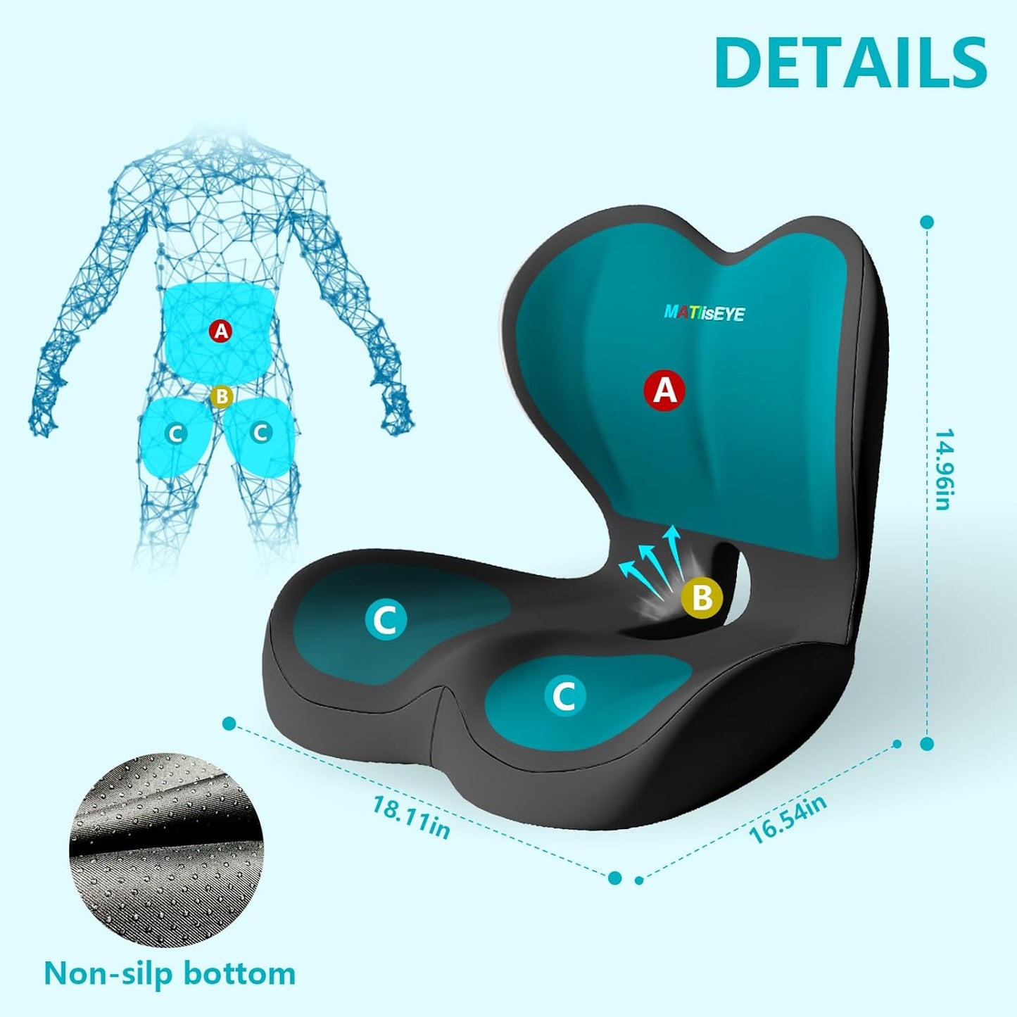 2026 Upgraded Orthopedic Memory Foam Seat Cushion with Adjustable Strap, Coccyx & Sciatica Pain Relief, Washable Non-Slip, Ergonomic Support for Office Chair, Car & Wheelchair (Dark Grey)