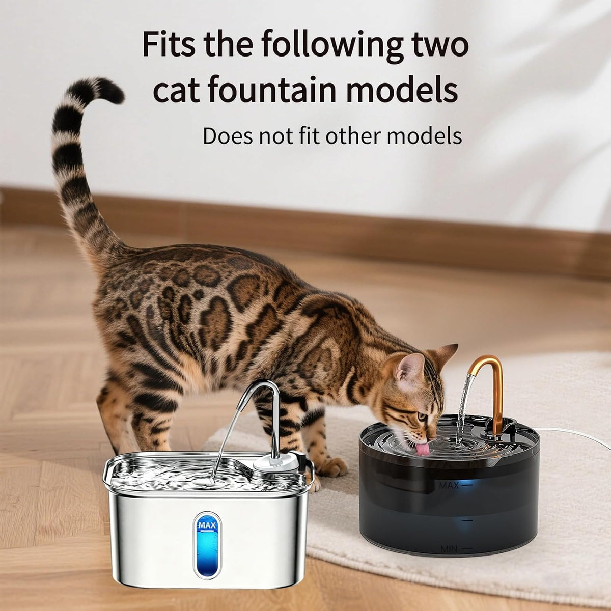MISFANS Cat Water Fountain with 3-Pack Replaceable Filters,Copper Faucet