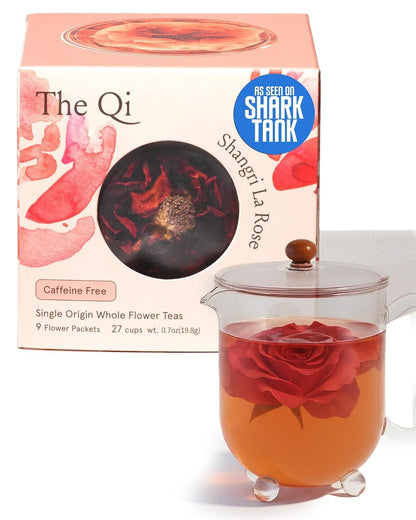The-Qi Shangri-La Rose Blooming Flower Tea - 9 Whole Flowers, Makes 27 Cups