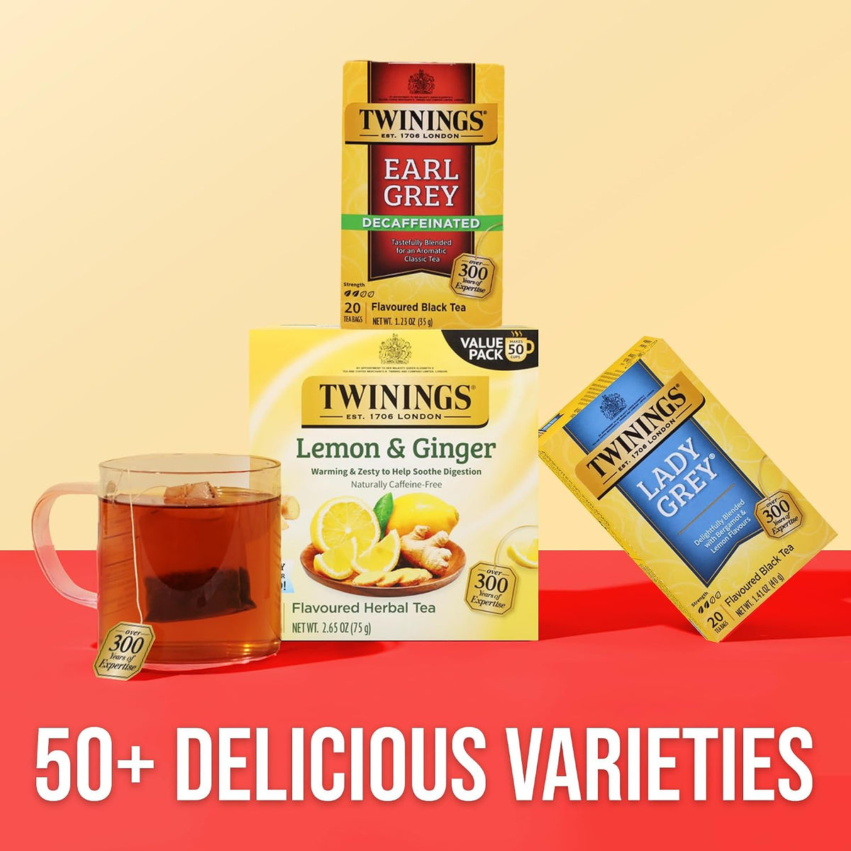 Twinings Decaffeinated Earl Grey Black Tea Individually Wrapped Bags, 20 Count (Pack of 6), Flavoured with Citrus and Bergamot, Enjoy Hot or Iced, 120 Teabags