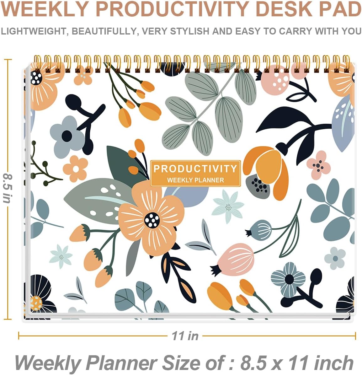 Weekly Productivity Planner - 8.5" x 11" Dashboard Desk Notepad Has 6 Focus Areas to List Tasks for Goals, Projects, Clients, Academic or Meal-Organize Your Daily Work Efficiently, 54 Weeks, Green