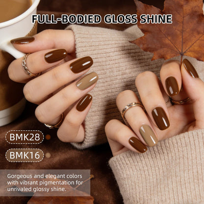 JODSONE Gel Nail Polish Kit 60 PCS with U V Light Soak off Base Top Coat 55 Shine Colors Gel Nail Kit Bright and Dark Brown Wine Red Series Manicure Set for Women and Girls