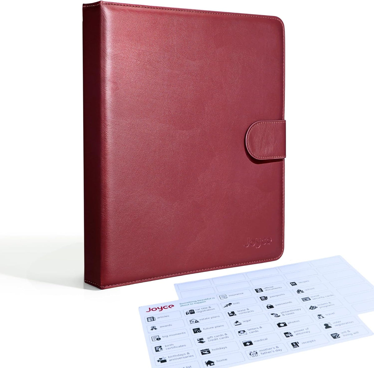 JOYCE Important Document Organizer 14 Expanding Pockets,Brown
